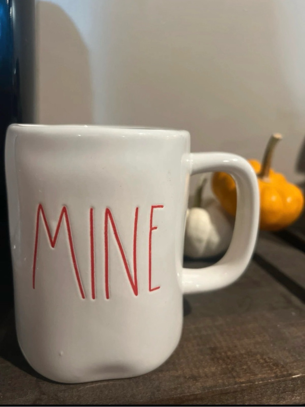 Rae Dunn White Mug with Red MINE Lettering